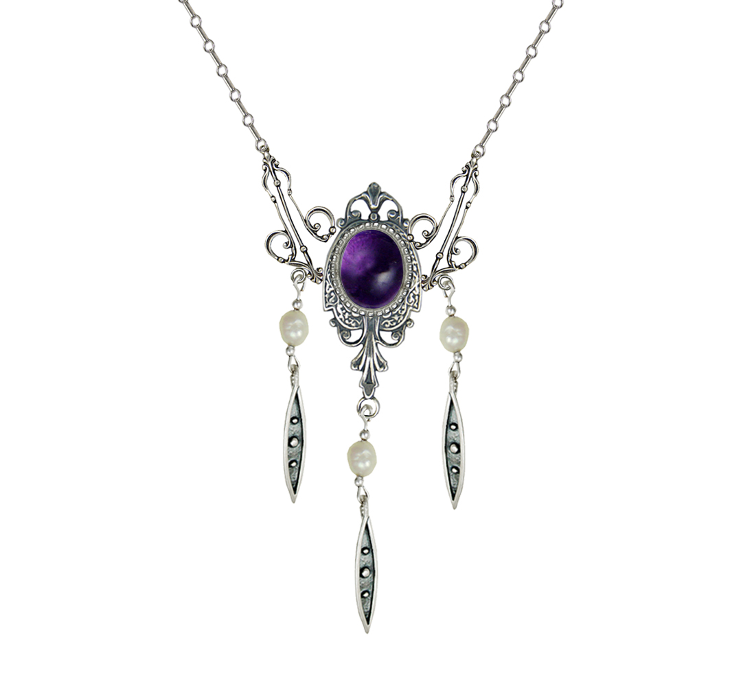 Sterling Silver Victorian Necklace With Amethyst